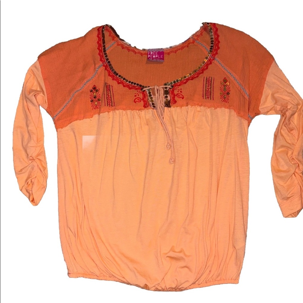 Free People Women’s Size Small Orange Long Sleeve Top Blouse